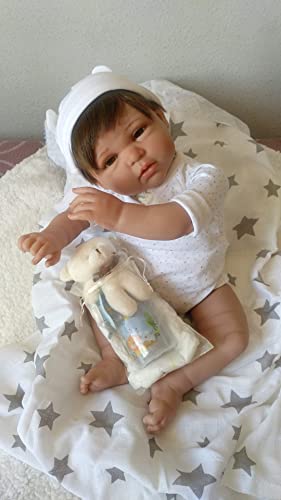 Bebè Reborn Bruno.Muy Realista,Mide 52CMY Pesa 2,3KG,Cuerpo Y Dimensiones HIPERREALISTA,MANITAS Y PIES PROPORCIONADOS,Hecho EN ESPAÑA,Vinilo DE Silicona,Mucha Movilidad.