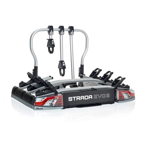 Atera 022701 Portabicicletas de Coche Strada EVO 3, portabicicletas de Remolque con Luces traseras, para 3 Bicicletas o e-Bikes