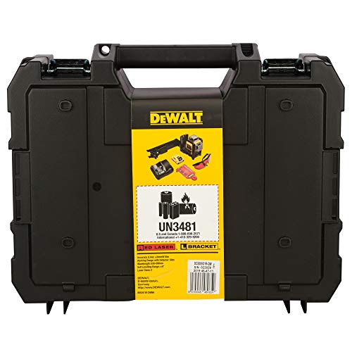 DEWALT DCE089D1R-QW - Láser Autonivelante 3 Líneas 360º con Batería DW 12V, Alcance 30m (50m con receptor), Precisión +/-3mm@10m, IP65 Resistente, Incluye Maletín y Accesorios