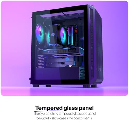 ENDORFY Arx 500 ARGB, Caja PC ATX, 4x140-mm-ARGB-Lüfter im Lieferumfang enthalten, Seitenwand aus gehärtetem Glas, hohe Kompatibilität mit Verschiedenen PC-Komponenten, EY2A011