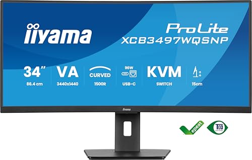 iiyama ProLite XCB3497WQSNP-B1 34" VA CURVO UWQHD 120Hz USB-C DOCK 96W Altavoces Altura Ajustable