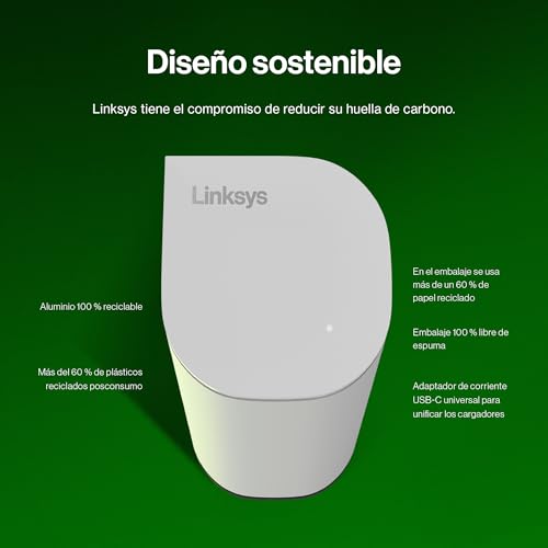 Mesh Linksys Velop Micro 7 | Doble banda con velocidad WiFi BE5000 | Cobertura para toda la casa con hasta 200 m² por nodo | Ethernet de 2,5 Gb/s | WiFi 1,8 veces más rápido que Wi-Fi 6 | Paquete de 3