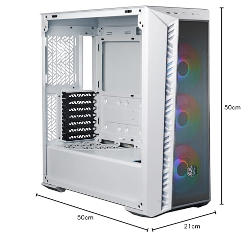 Cooler Master MasterBox 520 Mesh Caja PC - Media Torre ATX con 3 Ventiladores Preinstalados, Múltiples Configuraciones de Flujo de Aire, Paneles Frontal Mallado y Lateral TG, Controlador ARGB - Blanco