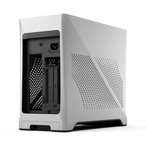 Fractal Design Era 2 ITX PC Case in Silver - Aluminio anodizado Elegante, Superficie de Nogal Macizo, Compatible con GPU de 3 Ranuras, Cable Riser PCIe 4.0 Incluido
