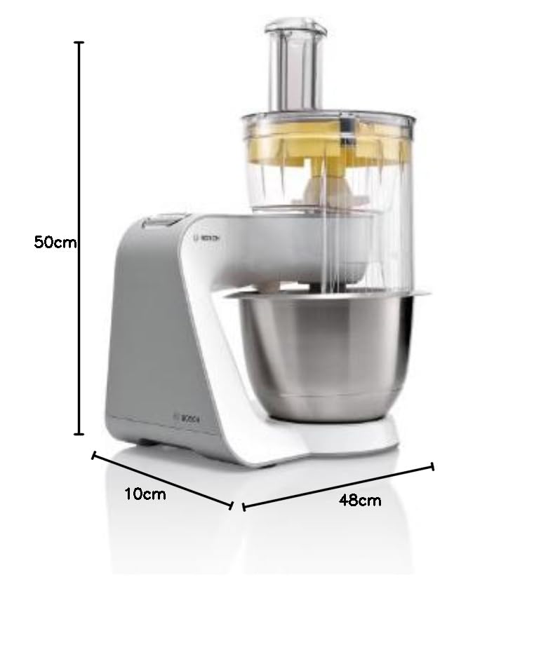 Bosch MUM54251 - Robot de cocina con cuenco de mezclar de acero y accesorios, 900 W, capacidad de 3,9 l, color blanco y plata
