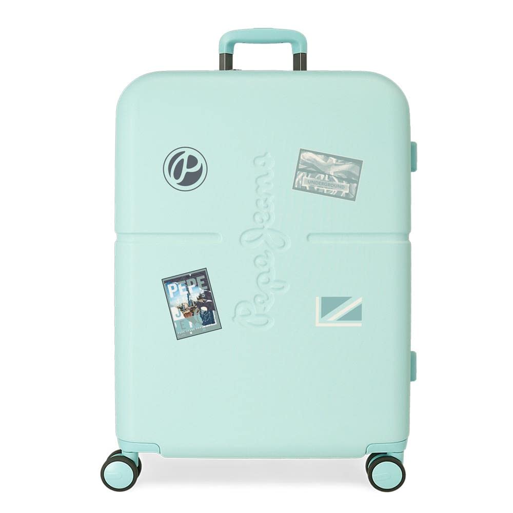 Pepe Jeans Chest Maleta mediana azul 48x70x28 cms Rígida ABS Cierre TSA integrado 79L 3,22 kgs 9 Ruedas dobles
