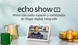 Echo Show 8 (Última generación) | Pantalla táctil inteligente de alta definición con audio espacial, controlador de Hogar digital y Alexa | Blanco