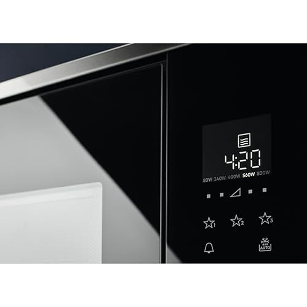 Electrolux LMS2173EMK Horno Microondas Integrable, 800W, Función Grill, 5 Niveles de Potencia, Capacidad 17 L, 5, Mandos Mecánicos, Plato de 24,5cm, Cristal Negro