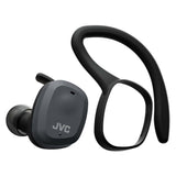 JVC Auriculares Bluetooth HA-ET45T True Wireless, Micrófono y Clip Desmontable. Máxima Adaptabilidad, Agarre y Resistencia. Batería 14h, Color Negro
