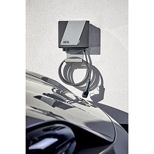 AEG Wallbox WB 22 FI - Estación de Carga para Coche eléctrico o híbrido, 22 kW, 400 V, con Interruptor FI Tipo B, 3 Fases, Cable de Carga de 5 m, Tipo 2 enchufes, IP 45, indicador LED de Estado