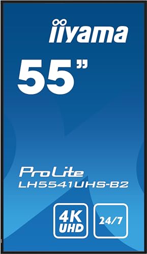 iiyama Prolite LH5541UHS-B2 - Pantalla Digital IPS LED 4K UHD VGA HDMI Audio in/out USB2.0 RS-232c RJ45 24/7 (139 cm), Color Negro
