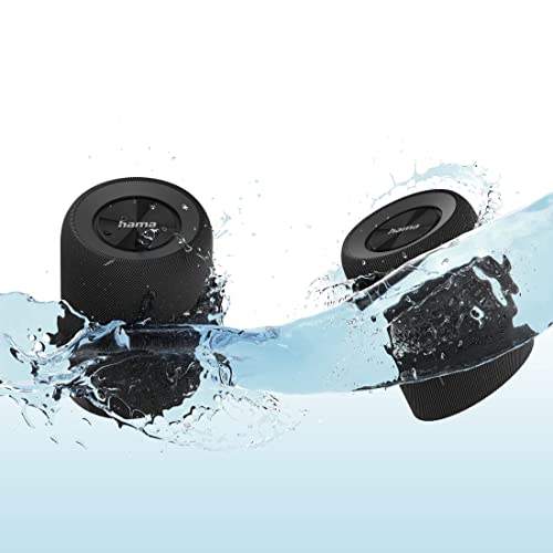 Hama | Altavoz Bluetooth Twin 3.0 (Altavoz Inalámbrico, Gran Potencia, Resistente al Agua IP67, Se Puede Dividir en 2 Altavoces Individuales) Color Negro