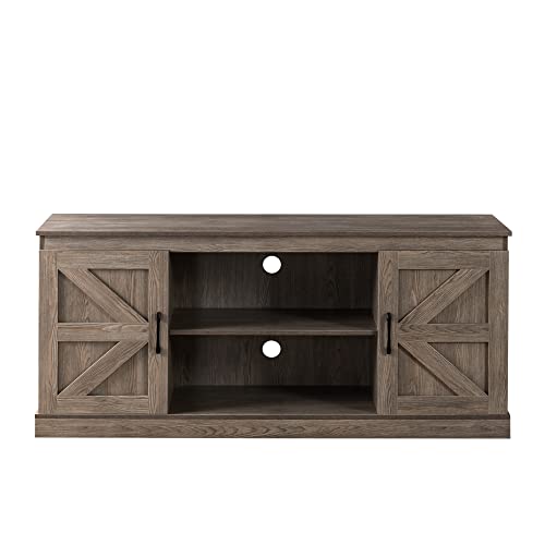 Zinus Wade Mueble TV - Mueble TV 147x67x40 cm - Mueble con armario - Diseño estilo granja - Gris