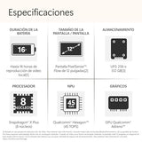 Microsoft Surface Pro | Copilot+ PC | Pantalla táctil LCD 12” | Snapdragon X Plus | 16GB RAM | Almacenamiento de 256GB | Último Modelo | Platino