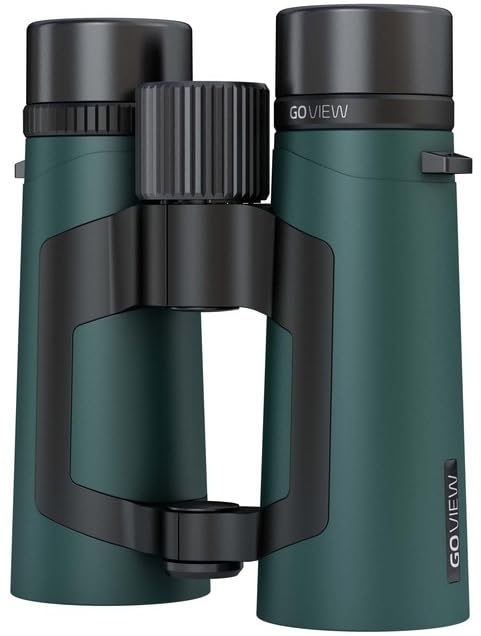 GoView ZOOMR 10x42 prismáticos para Actividades al Aire Libre, Naturaleza, observación de Vida Salvaje, Viajes (Zoom de 10 aumentos, Gran Campo de visión, Incluye Set de Accesorios) Oak Verde