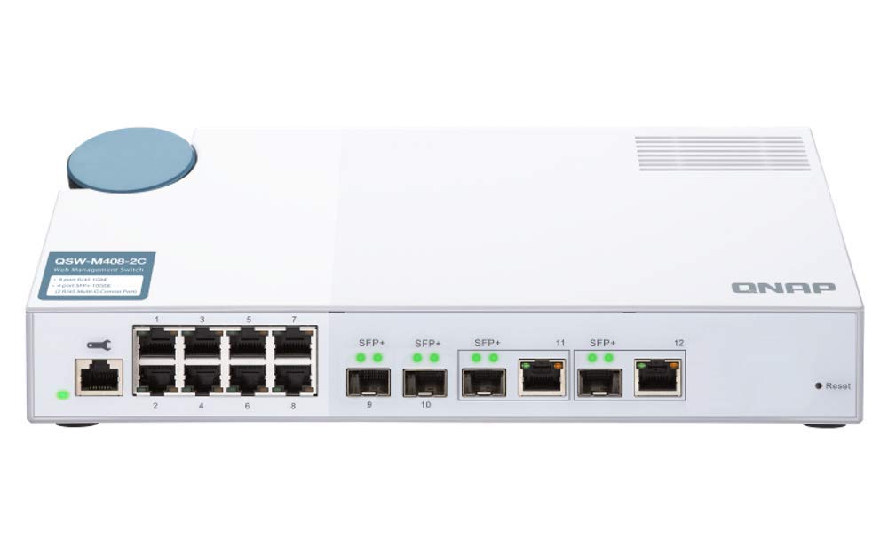 QNAP QSW-M408S QSW-M408S, 8 Port 1Gbps, 4 Port 10GbE SFP+, Web Management Switch