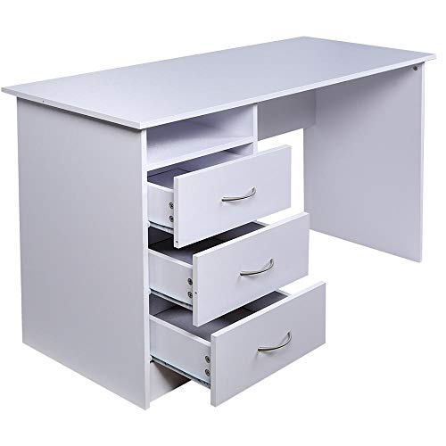 BAKAJI Escritorio con cajonera de 3 cajones + Estante Abierto, Mesa de Trabajo para Ordenador de Madera MDF para decoración de casa, Oficina, Dormitorio, diseño Moderno, tamaño 120 x 51 x 72 cm