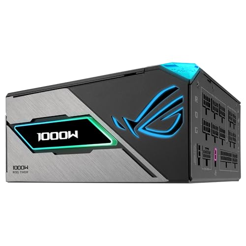 ASUS ROG Thor 1000W Platinum III Fuente de alimentación, 80 Plus Platinum, ATX 3.1, MOSFET GAN, Estabilizador de Voltaje Inteligente, Pantalla OLED magnética, Modo Turbo, 10 años de protección