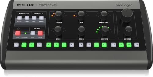 Behringer P16-HQ Channel Mezclador de Monitorización Personal Conversión D/A de Alta Calidad y Control Preciso del Tono