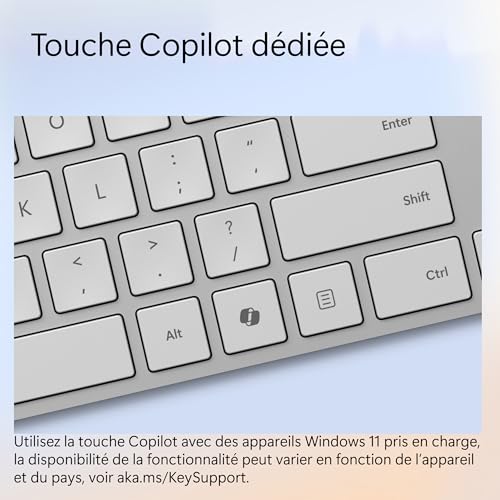Surface Microsoft Keyboard 2024 - Teclado inalámbrico Bluetooth Compatible con Windows 11 (Teclado AZERTY francés) - Gris