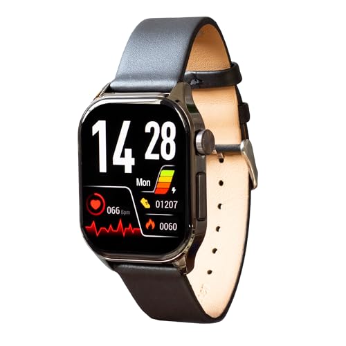 Knauermann Pro 3 (2024) Negro – Reloj Sanitario Smartwatch con función telefónica – Sensores OSRAM – Función ECG + HRV – BT Bluetooth – apnea del sueño – presión Arterial – Correa de auténtica,