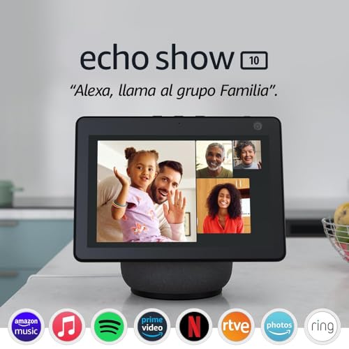 Echo Show 10 (Última generación) | Pantalla inteligente HD con movimiento y Alexa, Antracita