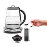 Riviera&bar – Tetera de temperatura ajustable JAIPUR Zen – Cristal templado y acero inoxidable – Ideal para infusiones, tés verdes, negros, Oolongs – 1,2 L, 22 x 25,5 x 21 cm