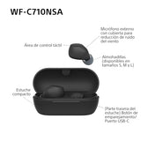 Sony WF-C710NSA Auriculares inalámbricos In-Ear con Noise Cancelling, Ligeros, Controles táctiles, Conexión Multipunto, IPX4, hasta 40 h de batería, Carga rápida, iOS y Android - Negro