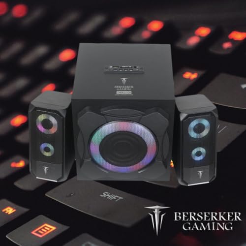 BERSERKER Thor Altavoces 2.1 con Iluminación RGB, 55W RMS, Bluetooth/USB/AUX, Negro