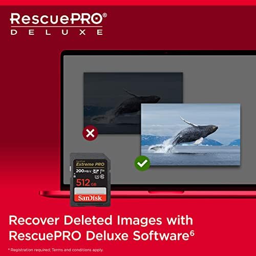 SanDisk 1TB Extreme PRO, Tarjeta de memoria, SDXC, hasta 200 MB/s, + RescuePro Deluxe, UHS-I Class 10 U3 V30