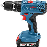 Bosch Professional 18V System GSB 18V-21 - Taladro percutor a batería (55 Nm, 1800 rpm, 2 baterías x 2.0 Ah, set 40 puntas, en L-BOXX) - Amazon Exclusive