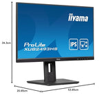 iiyama XUB2493HS-B6 24" Panel IPS, 1920x1080100Hz, 15cm Regulable en Altura, Pivotante, 4ms, 250cd/m², Altavoces, HDMI, DisplayPort (23,8" Vis)