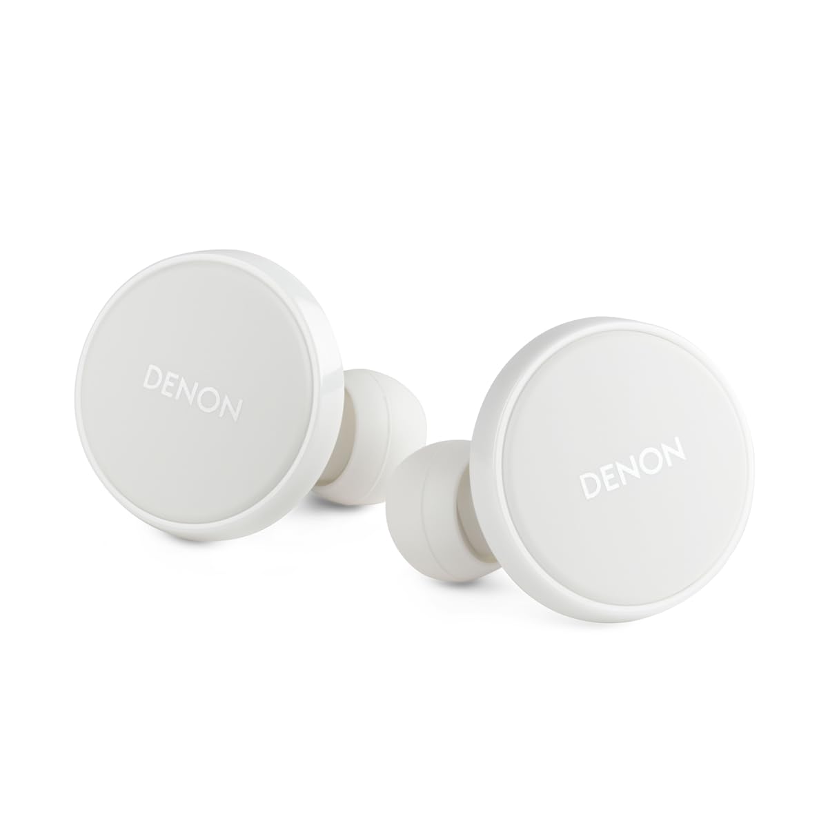 DENON PerL Pro True Wireless Earbuds, Perfil de Sonido Personalizado, Auriculares con cancelación de Ruido, Auriculares Resistentes al Agua, con micrófonos Integrados - Blanco