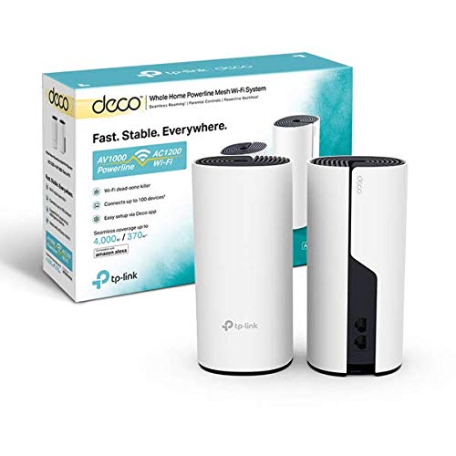 TP-Link Deco P9 PLC Wi-Fi Mesh Híbrido con Powerline, Adecuado para Paredes Gruesas, Powerline AV1000 + WiFi AC1200, Cobertura de hasta 370 ㎡, 2 x Puerto Gigabit, CPU Qualcomm