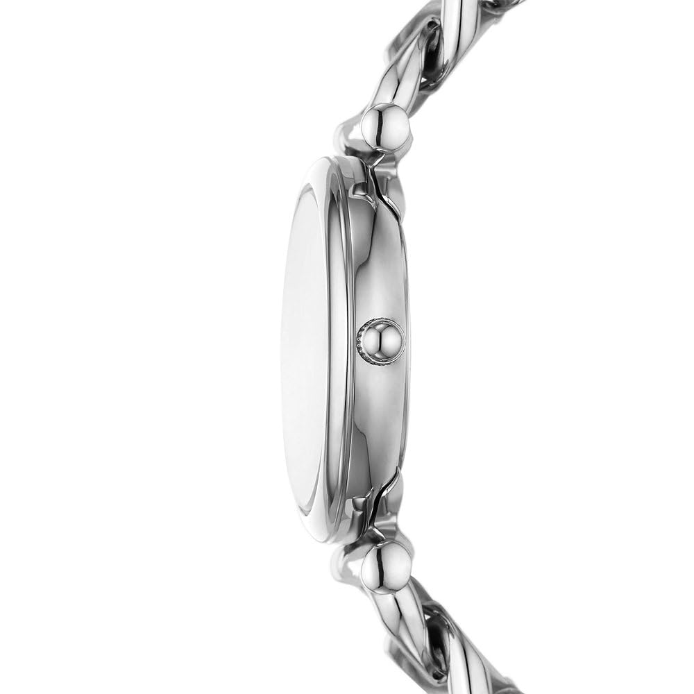Fossil Carlie Reloj para mujer, movimiento de cuarzo con correa de acero o piel, Tono plata y blanco, 29MM