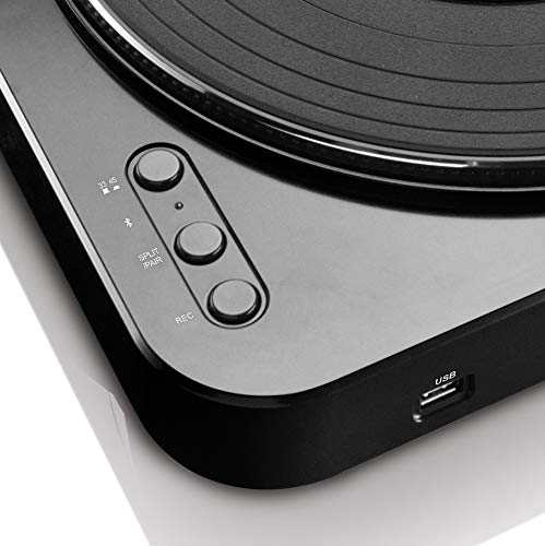 Lenco LBT-120 BK- Giradiscos USB semiautomático - Con Bluetooth - Transmisión por correa - 2 velocidades 33 rpm , 45 rpm - digitaliza sin PC - negro