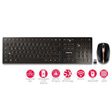 CHERRY DW 9000 SLIM, Set Inalámbrico de Escritorio, Distribución de Teclado Europeo (QWERTY), Bluetooth & 2.4 GHz RF, Teclas Silenciosas, Recargable, Negro/Bronce