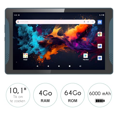 Logicom Tab Stand Pro 2 - Tablet HD de 10,1" - Soporte Integrado - 64 GB - Android 13 - Batería de 6000 mAh - Bluetooth 5.0 - Azul