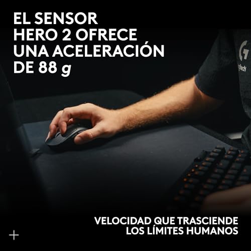 Logitech G PRO X SUPERLIGHT 2, Ratón inalámbrico para gamingratón Pro-Grade de 60 g con 5 botones programables, sensor de 44 000 DPI, velocidad de respuesta de 8 kHz, carga USB-C para PC/Mac - Negro
