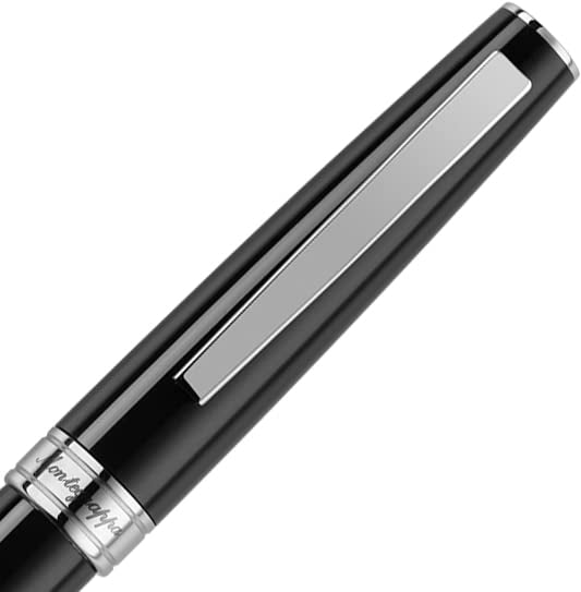 Montegrappa Armonia ISA1RBAC - Bolígrafo de resina y acero inoxidable en color negro, con mecanismo giratorio, longitud: 13,8 cm