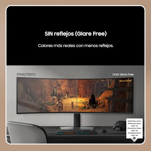 Samsung Odyssey OLED G9 G93SD 49", DQHD, 5120x1440, 240Hz, 0.03ms(GTG), 32:9, 1,000,000:1, FreeSync Premium Pro, 250 CD/m², HDMI, HDR10, Pleateado, LS49DG934SUXEN