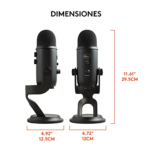 Logitech for Creators Blue Yeti Micrófono USB para Grabación, Streaming, Gaming, Podcasting en PC y Mac, Micro de Condensador para Ordenador, Soporte Ajustable, Plug&Play - Negro