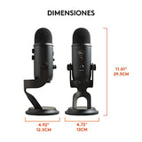Logitech for Creators Blue Yeti Micrófono USB para Grabación, Streaming, Gaming, Podcasting en PC y Mac, Micro de Condensador para Ordenador, Soporte Ajustable, Plug&Play - Negro