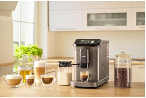 SENCOR Cafetera Espresso Automática con Wi-Fi, Pantalla TFT, 20 Bar, 1,5 L, Molinillo 15 Niveles, Tanque de Leche 750 ml