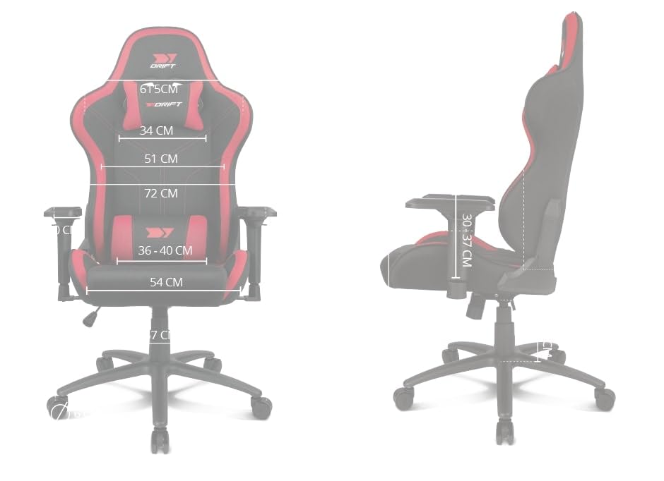 DRIFT GAMING DR110 - Silla Gaming Profesional, Tejido Fabric Alta transpirabilidad, reposabrazos 4D, Ruedas silenciosas, pistón Clase 4, inclinación, cojín Lumbar y Cervical, Color Negro