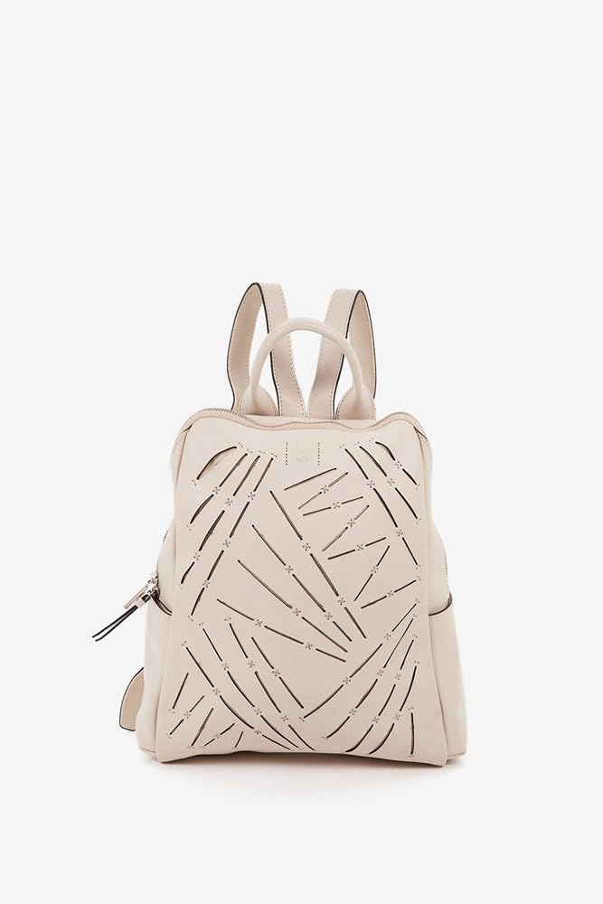 Abbacino Mochila de mujer en piel troquelada beige