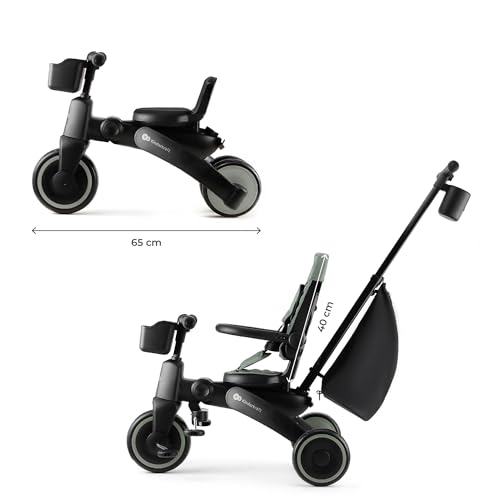 Kinderkraft JAZZ2 Triciclo 6 en 1, con función de Rueda para niños, Cochecito Plegable con Accesorios, protección UV UPF50+, de 9 Meses a 5 años, Verde