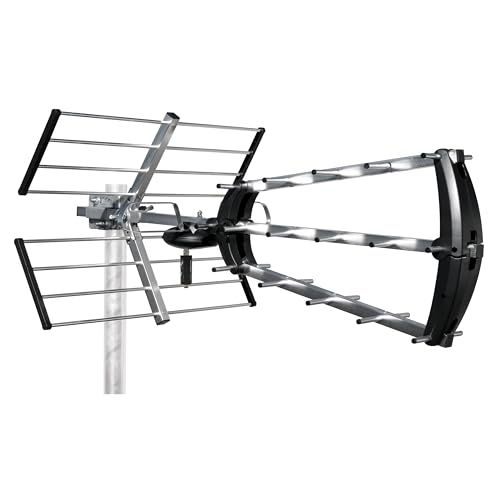 Metronic 415054 - Antena TDT Exterior 26 DB + Filtro de 694 MHz, 4G/5G, Plegable, Horizontal-Vertical, Toma F