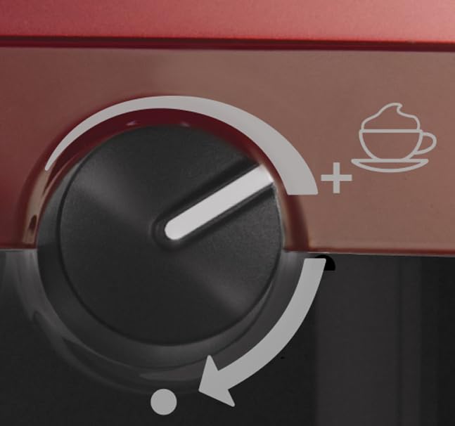 Cafetera para espresso, cappuccino y latte Breville PrimaLatte | Bomba italiana con 15 bar | Adecuado para café molido y monodosis | Depósito para tratamiento de leche integrado | Metálico/Rojo