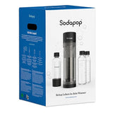 Sodapop Kit de iniciación con pulverizador de agua Logan con cilindro de CO₂, incluye 2 botellas de cristal (850 y 600 ml) y 1 botella de PET (850 ml), color negro mate, altura 42,6 cm